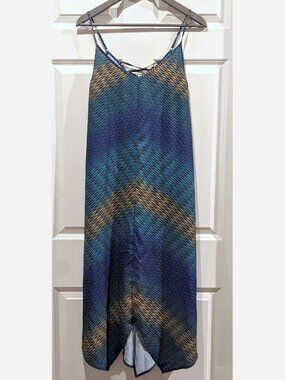 EUC PRANA SCARF SUMMER STRAPS MULTICOLOR BLUES DRESS #S
